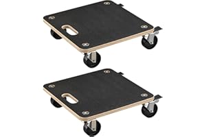 ‎WILTEC Wiltec 2X Transportroller 380 x 380 x 119 mm mit 250 kg Traglast je Möbelroller, Rollbrett aus Holz mit 4 Lenkrollen