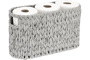 SUMNACON Gewebtes Toilettenpapierkorb stehend Klorollenaufbewahrung Stabiles Toilettenpapierhalter mit Doppelgriff Wc Papier Aufbewahrung Aufbewahrung von toilettenrollen Toilet Paper (Grau, L)