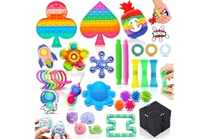 Chennyfun Fidget Toy Set, 36PCS With Box Fidget Pack, Sensory Anxiety Relief Stress Toys for Autism, Fidget Toy in Rainbow color, Octopus Relaxing Entertainment Birthday Gift for Kids Adults