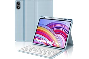 JADEMALL Custodia con Tastiera Redmi Pad Pro 12.1" 2024, Italiana QWERTY Tastiera Bluetooth Staccabile per Xiaomi Redmi Pad Pro 12.1" 2024, Cielo blu
