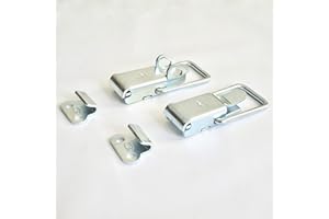 ajile kit de fermeture – verrouilage par deux grenouillères rigides en acier zingué MOYEN modèle 32,5 x 82 mm avec crochet – GRI027-FBA
