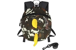 VReder Kids Dinosaur Backpack, New Enhanced Version Boys Girls Toddler Rucksack, Cartoon Safety Anti-Lost Strap Rucksack with Reins, for 1-6 Years Old Toddler (Yellow)