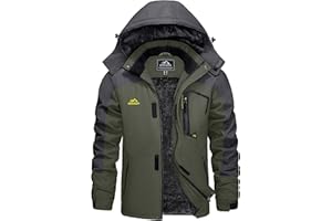 KEFITEVD Herren Skijacke Atmungsaktiv Warm Gefüttert Winterjacke mit Abnehmbarer Kapuze Snowboardjacke Wasserdicht Outdoorjacke
