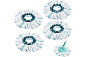 LIAILA 4 Pièces pour Leifheit Serpillière Têtes de Rechange, Compatible pour Leifheit Clean Twist Disc Mop, Système à Fibres Balai pour Leifheit Franges de Remplacement, pour Tous Types de Sols Balai twist