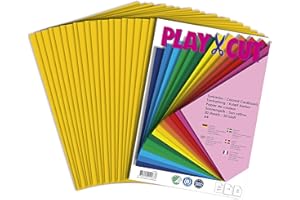 PLAY-CUT Lot de 20 feuilles de carton A4 Jaune soleil (220 g/m²) - Format A4 - Multicolore - Papier carton épais et imprimable - Papier imprimante de qualité supérieure - Épaisseur :