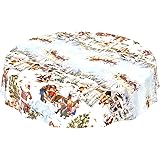 ANRO Vaxduk, bordsduk, juldag, julgran, rund, 140 cm