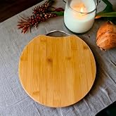 Deconox Bambu Kesim Sunum Tahtası Yuvarlak 28 * 28 * 1,5 Cm, Asma Aparatlı Kesme Tahtası, Ahşap Kesme Tahtası.