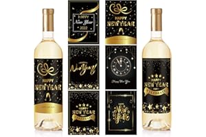 haweeli Lot de 24 étiquettes de Bouteille de Noël – Étiquettes de vin personnalisées Autocollantes pour vin Mousseux