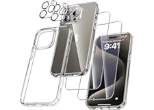 UniqueMe 5-in-1-Set für iPhone 15 Pro Hülle, [Nie Vergilbung] Case Rundumschutz Schutzhülle Cover [1 Handyhülle+2 Schutzfolie