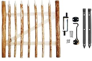 BOGATECO Grande Portillon Ferme Jardin en Bois | Largeur: 100cm | Hauteur: 120 cm | Largeur Entre Piquets de Clôture 6-7 cm | Comprend Charnières et Accessoires | Porte S'ouvre à Gauche