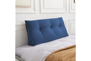 Dorifine Kissen Bett Rückenkissen, Lesekissen für Bett, Dreieckiges Rückenlehne Kissen, Rückenpolster Wand mit abnehmbarem Bezug, Werden als Kopfteil, Sofa Rückenkissen, 60 x 50 x 20 cm, Blau