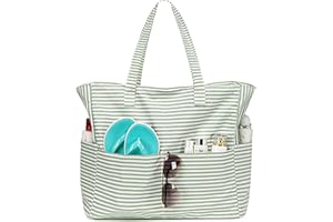 LEDAOU Duża torba plażowa z zamkiem błyskawicznym, wodoszczelna, torba na ramię, torba na zakupy, odporna na piasek, z zamkiem błyskawicznym, na basen, fitness, torba podróżna dla rodziny