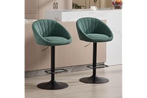 chairus Juego 2 Taburetes de Bar Giratorios Taburetes Alto de Cocina con Respaldo, Sillas Bar en Altura Ajustable Modernas para Isla Cocina/Comedor,Verde