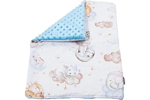 PinkZebra Coperta Double Face per Passeggino delle Bambole - Morbida per Bambole da 28 a 48 cm - Animali Sulle Nuvole