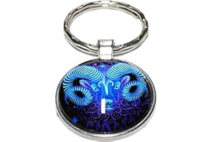 PORTE CLÉ CAMELEON-SHOP Porte Clé Bélier Bleu Métal Signe Astrologique Zodiaque astro clef voiture horoscope porteclef maison astrologie tropicale constellation symbole zodiac femme homme enfant fille garçon
