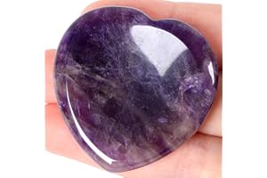 ‎GUJOXILA GUJOXILA Amethyst Kristalle Steine Kristall Sorgensteine Herz Edelsteine Herzform Heilsteine Bergkristall Daumenstein，Heilung Massagesteine für Meditation,Stress abbauen Taschensteine 40mm
