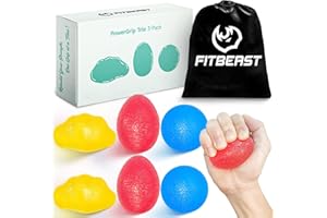FitBeast Stress Balls for Adults, Hand Exercise Trainer 6 Pack, Stress Relief & Grip Strength Trainer, Squeeze Balls for Hand Therapy - 3 Resistance Levels