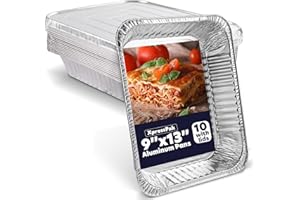 XpressPak Large Aluminium Foil Trays with Lids - 32 X 26 cm - (10 X 12 inches) - Disposable Baking Foil Pans - [10-Pack] - Half Size, Deep Steam Table Pans for Baking, Roasting & Food Prepping