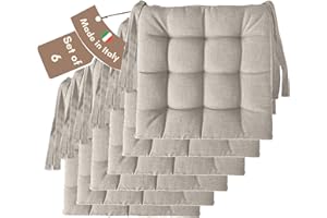 Il Tuo Artigiano Design Lot de 4 ou 6 coussins pour chaises de cuisine, fabriqués en Italie, 6 coussins de 40 x 40 cm, épaisseur 6 cm, rembourrage en éponge et acrylique doux (6, argile)