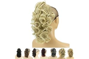 IMISSU Capelli ricci disordinati Estensioni dei capelli coda di cavallo con artiglio corto Clip coda di cavallo con ganascia in posticci per le donne (Sporca bionda)