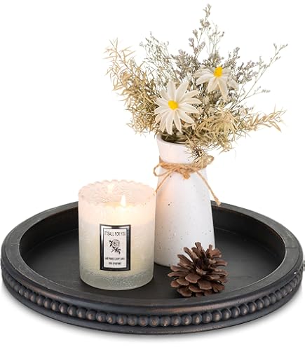 Vassoio Decorativo Rotondo In Metallo - &Oslash;20 Cm, Nero Opaco, Per Centrotavola