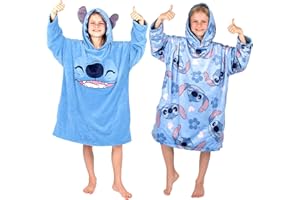 Disney Stitch - ponadwymiarowa bluza z kapturem dwustronna bluza z kapturem dla dzieci super miękka dwustronna polarowa bluza z kapturem prezent dla dziewcząt jeden rozmiar - niebieska, NIEBIESKI,