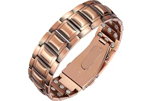 Jeracol Copper Bracelet for Men, Magnetic Bracelet Men with 3X Ultra Strength Magnets(3800 Gauss Each), Unique Folding Clasp Wristband with Adjustment Tool and Jewelry Gift Box.