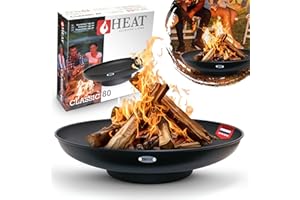 HEAT Outdoor Living Brasero Ø80 Acier Noir - Brasero Exterieur pour Jardin - Brasero Barbecue & Plancha - Brasero Exterieur Barbecue en Acier de Haute qualité pour soirées de détente - 80x80x19 cm