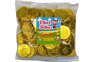 Ellies Jellies, Pirate Coins, 500g Bag, Chocolate,Milk Chocolate Flavour, Gold Foiled, Pirate Skull Design