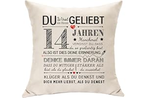 Hasodeo Decoration 14th Birthday Pillow Case Gifts for 14 Years Women Women Bonus Daughter Son Cousin Sister Brother Birthday Gifts 14 Year Old Keepsake (14th)