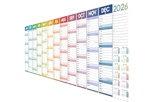 COLORAGE 2026 Wall Planner - Wall planner 2026 Large with Thick Paper, January 2026 - December 2026 Wall Calendar, 47.5" x 16.5", XXXLarge, Gradient Colorful