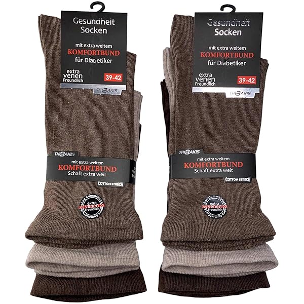 Vitopia Diabetiker Socken 4 Paar - Extra Weiter Bund Ohne Gummi Für Herren & Damen