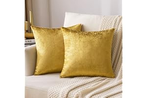 MIULEE Zestaw 2 Złoty Luksusowy Aksamit Miękki Kwadratowy Koc Poduszka Pokrowiec na sofę SypialniZ Niewidzialnym zamkiem błyskawicznym 45x45 cm