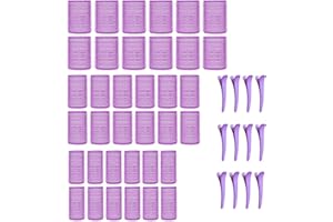 KEYRI 48PCS Hair Rollers Set Hair Rollers with Clips Self Grip Jumbo Hair Roller No Heat Heatless Hairs Rollers for Long Medium Short Hair Styling Hairs Salon Hairdressing Curlers (Purple, 3 Size)