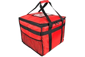 LEDSA MART HFB45L Wärmespeichertasche für Pizza, Imbiss-Restaurant, Picknick, indisch, Chinesisch, Kebab, Catering, Liefertasche, thermisch isoliert, 38 x 38 x 32 cm, Rot