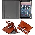 Acm Rotating Leather Flip Case Compatible with Amazon Fire Hd 10 2017 Tablet Cover Stand Brown