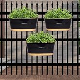 ecofynd 12 Inches Aurelia Railing Planters for Balcony, Hanging Pots for Plants, Wall Hanging Decorative Planters for Vertica