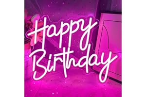 WEEDDY Panneau lumineux néon LED pour décoration murale, décoration artistique à intensité variable, panneau lumineux néon pour toutes les décorations de fête d'anniversaire, 40 x 33 cm (Happy Birthday-rose)