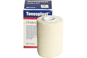 BSN MEDICAL Tensoplast Benda Elastica Adesiva, Bordi Morbidi e Materiale Adesivo Poroso, Riga Centrale Gialla, Misura 4.5 m x 7.5 cm, 1 pezzo