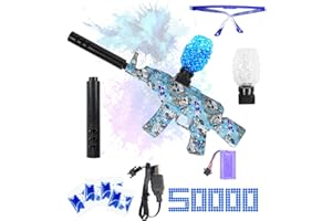 AZJ Gel Blaster Gun Toy for Kids - Premium Quality with Manual & Automatic Fire - Play on Rechargeable Battery with & Googles - 7-8 mm Luminous Balls (G500 Blue)