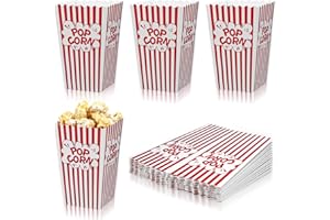 Nogeqi 20 PCS Paper Popcorn Boxes 4.49 X 2.80 X 2.01inch Popcorn Bags Classic Red & White Striped Small Cardboard Pop Corn Boxes Candy Snacks Container for Festivals Parties Birthday