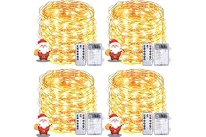 RJEDL RJED 4 Päckchen Luci Led a Batteria, 48M 400 leds Luci Natalizie a Batteria con 8 Modalità, Timer e Memoria,Telecomando，IP65 Impermeabileluci Natalizie a per Esterni, Interni, Natale, Festa