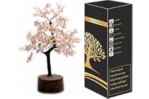 Wonder Care Árbol de cristal de cuarzo rosa para energía positiva y decoración del hogar, árbol de dinero de cuarzo rosa para decoración de Feng Shui (300 cuentas)