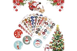 BESMRPG Adventskalender Aufkleber (Zahlen 1-24), 10 x 24 Advent Kalender Sticker für Kalender zum selber basteln für Weihnachten Adventskalenderzahlen Etiketten Nummern Aufkleber, Rund Etiketten, 4.5cm