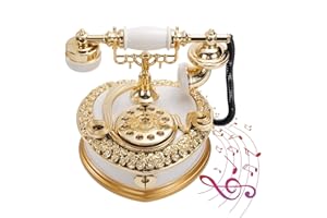 ZLLKEJI Carillon Musicale a Manovella Telefono Fisso Vintage PER ELISE Ragazza Regalo per Natale e Compleanno Carillon Portagioie Decorazione Della Casa