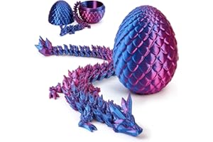 ELEKTHEIM Smok z nadrukiem 3D, realistyczne smocze jajka w jajku, przegubowy, w pełni ruchomy, kryształowy smok z jajkiem smoka, zabawka fidget dla dzieci i dorosłych, do domu, biura, zabawka na biurko