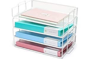 Exerz Clasificador de Papel, 4 Niveles/bandejas de Escritorio, 4 Piezas/Bandeja apilable para Oficina, Escuela, Estudio (Blanco)