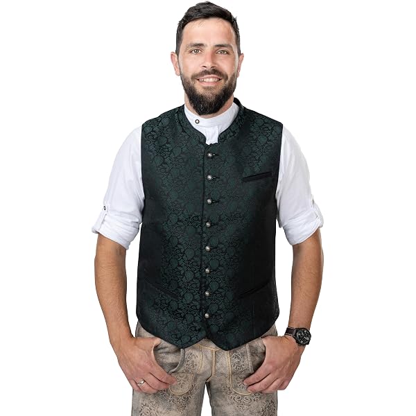 Gilet Traditionnel Homme Schöneberger - Loden Gris, Col Brodé - Pour Oktoberfest, Fêtes Folkloriques - Style Alpin