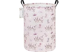 FANKANG Laundry Hamper Storage Bins Nursery Hamper Canvas Foldable Large Storage Baskets for Kids Toys Room, Nursery, Home,Gift Basket, Office, Bedroom, Clothes(Pink Rose Castle)