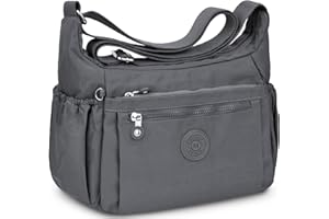 WACCET Sac Bandoulière Femme Grand, Sac à Main Bandoulière Nylon Imperméable avec Bandoulière Réglable Multi Poches Sacoche à Bandoulière Femme pour Voyages Usage Quotidien Travail